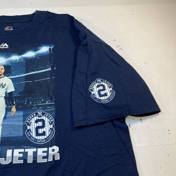 Derek Jeter MAJESTIC NEW YORK YANKEES MLB BASEBALL T SHIRT Mens XXL Captain - Picture 3 of 6